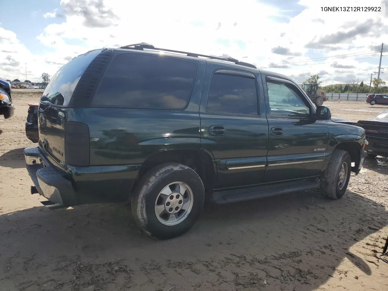 2002 Chevrolet Tahoe K1500 VIN: 1GNEK13Z12R129922 Lot: 72701204