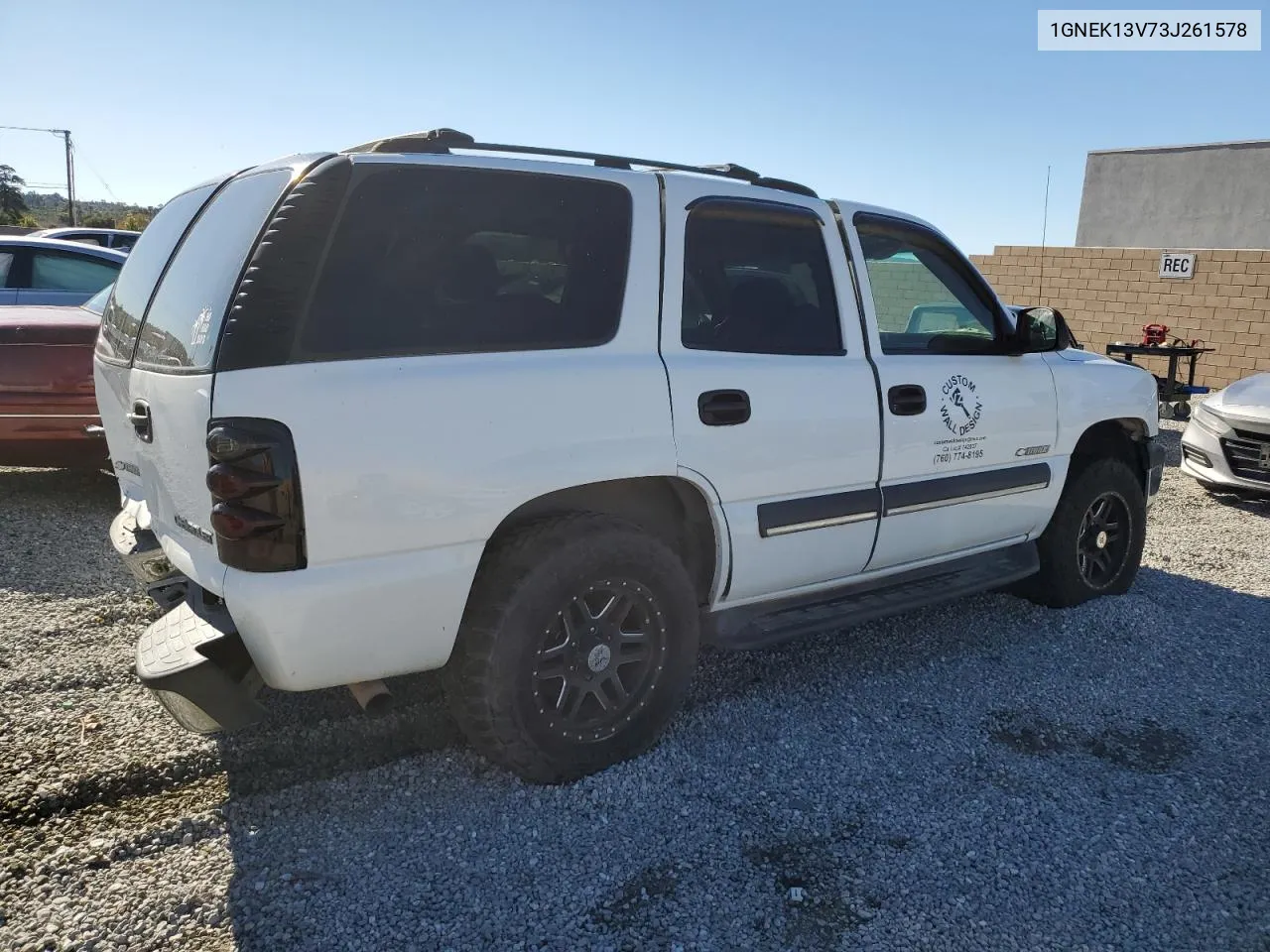 2003 Chevrolet Tahoe K1500 VIN: 1GNEK13V73J261578 Lot: 37053774