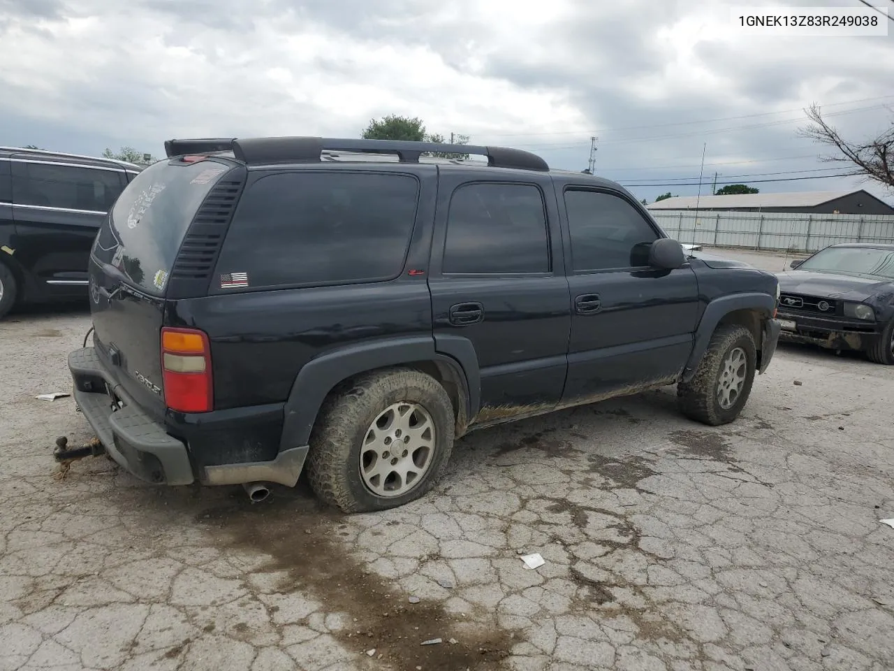 2003 Chevrolet Tahoe K1500 VIN: 1GNEK13Z83R249038 Lot: 55689564