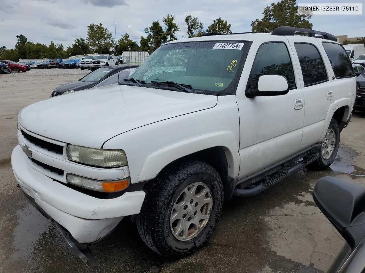 2003 Chevrolet Tahoe K1500 VIN: 1GNEK13Z33R175110 Lot: 71407754