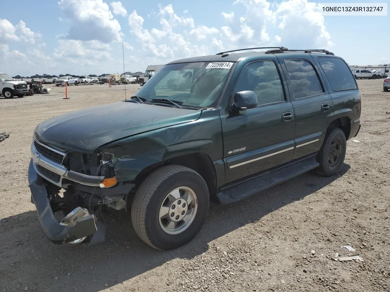 2003 Chevrolet Tahoe C1500 VIN: 1GNEC13Z43R132747 Lot: 72259614