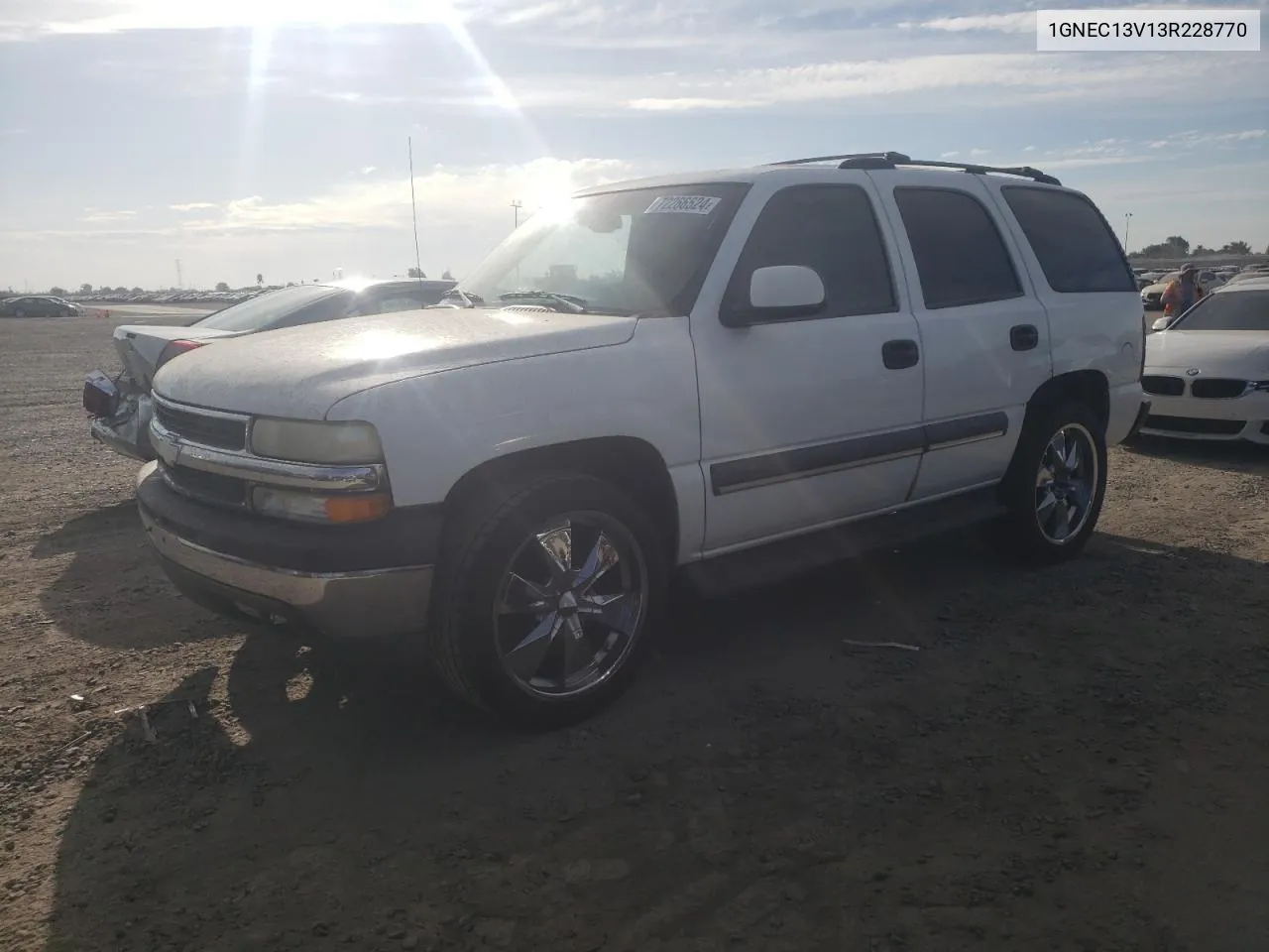 2003 Chevrolet Tahoe C1500 VIN: 1GNEC13V13R228770 Lot: 72266524