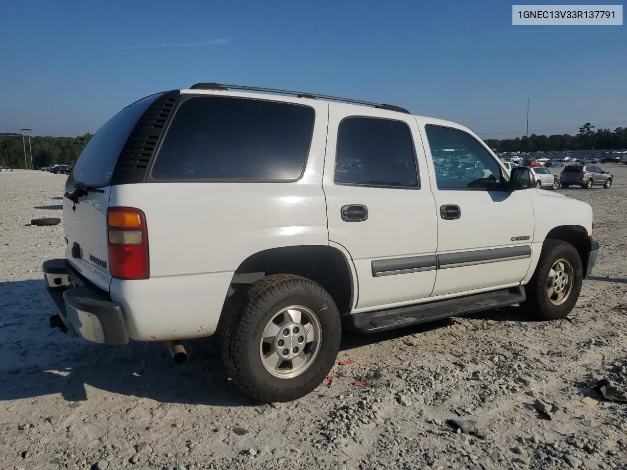 2003 Chevrolet Tahoe C1500 VIN: 1GNEC13V33R137791 Lot: 72527884