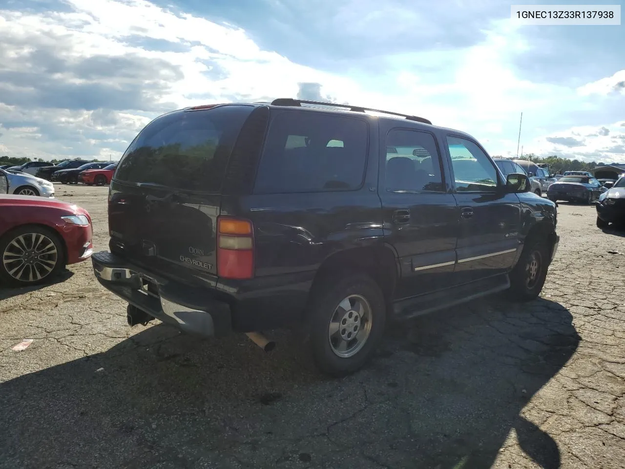 2003 Chevrolet Tahoe C1500 VIN: 1GNEC13Z33R137938 Lot: 73255314