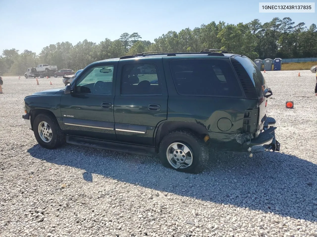 2003 Chevrolet Tahoe C1500 VIN: 1GNEC13Z43R137835 Lot: 74324834