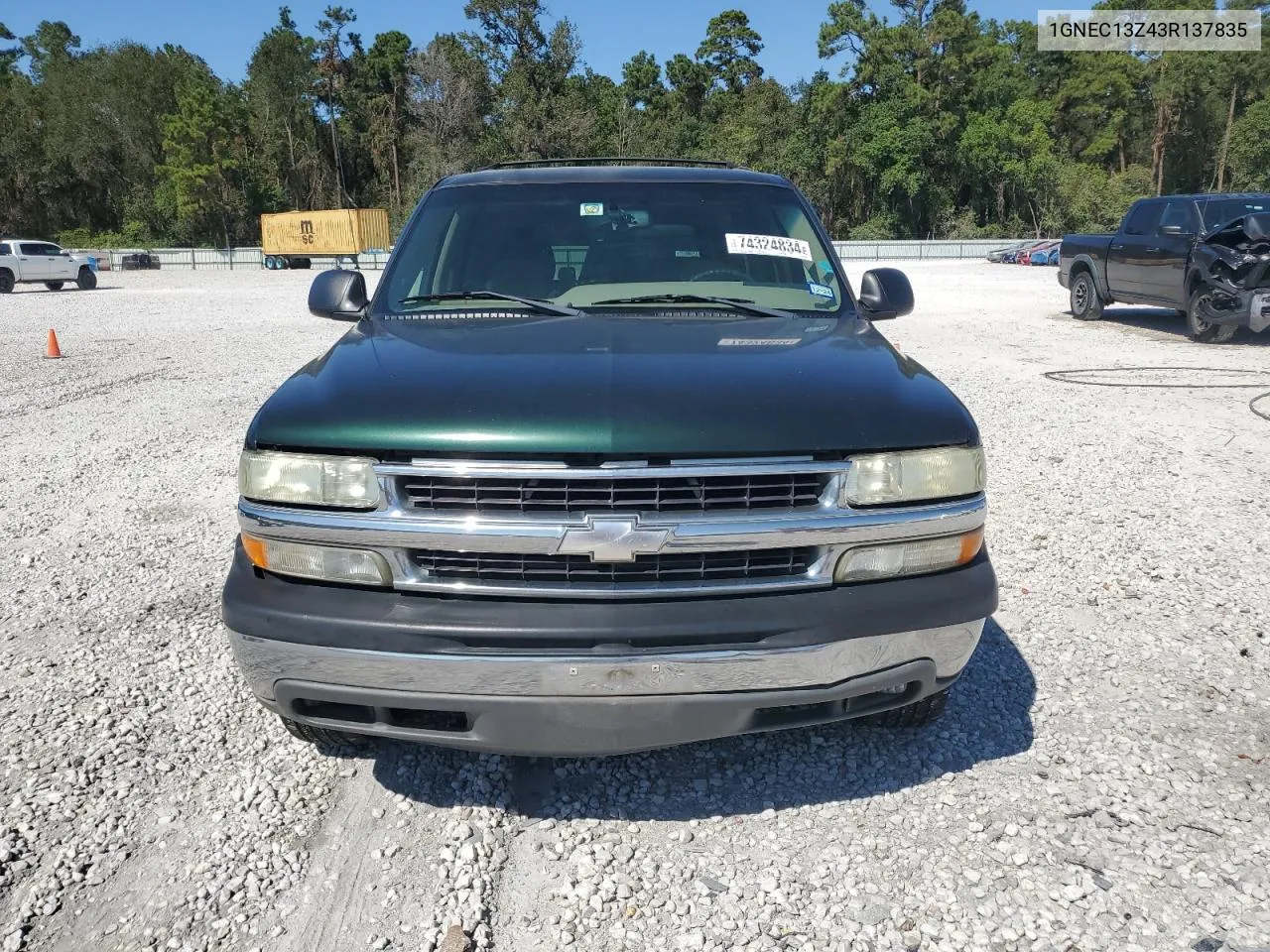 2003 Chevrolet Tahoe C1500 VIN: 1GNEC13Z43R137835 Lot: 74324834