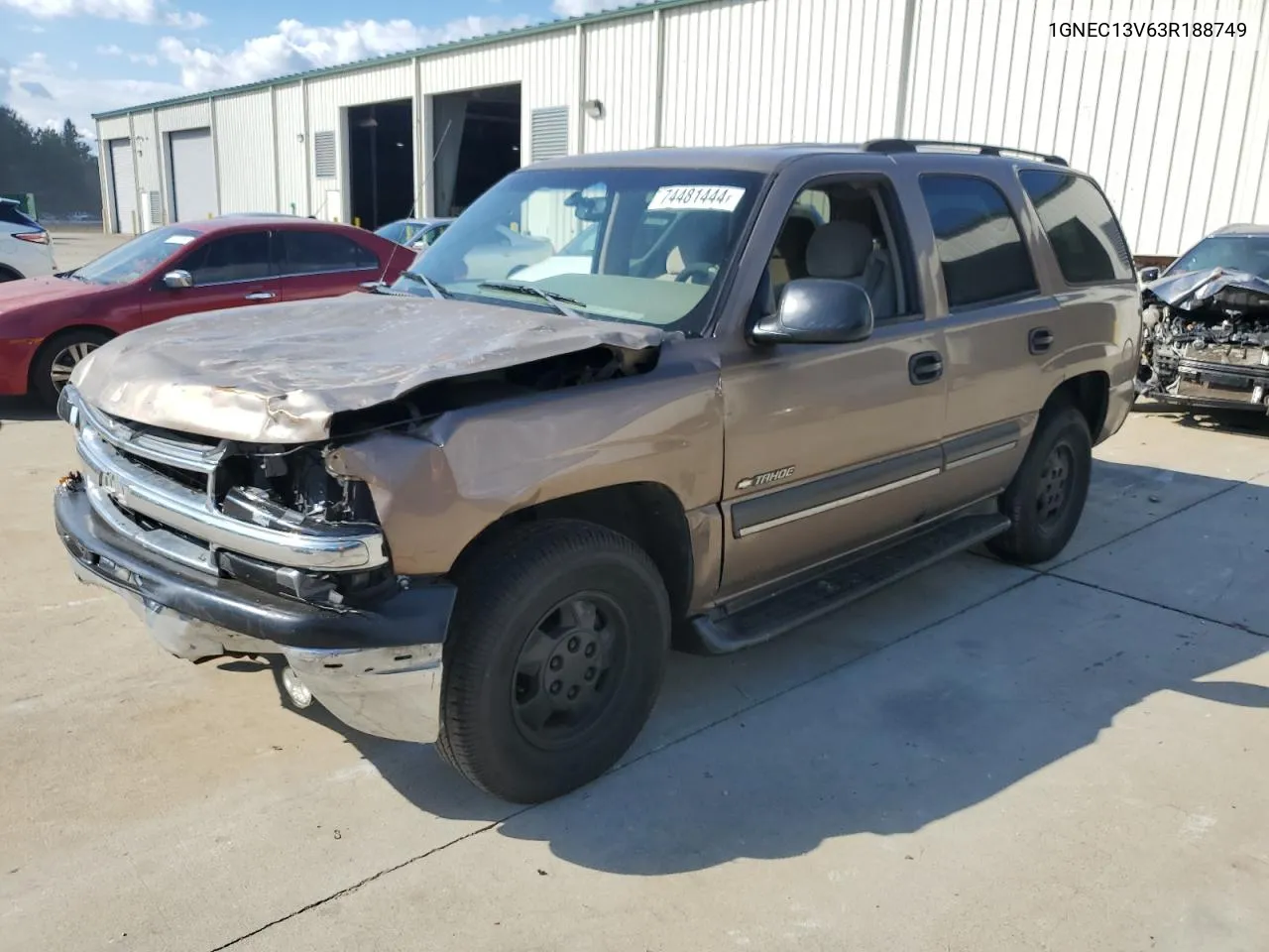 2003 Chevrolet Tahoe C1500 VIN: 1GNEC13V63R188749 Lot: 74481444