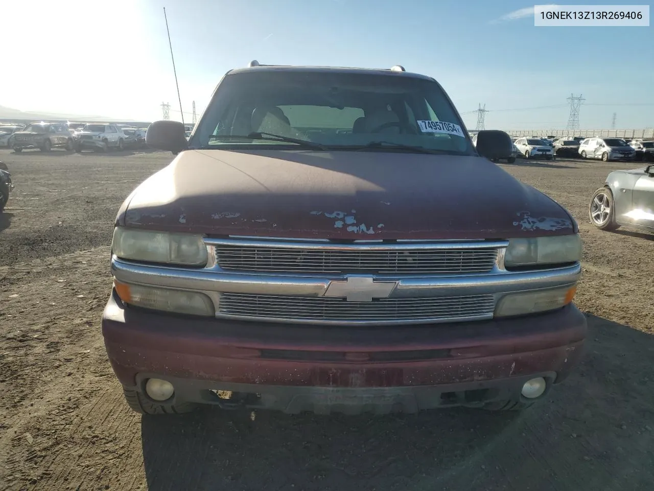 2003 Chevrolet Tahoe K1500 VIN: 1GNEK13Z13R269406 Lot: 74957054