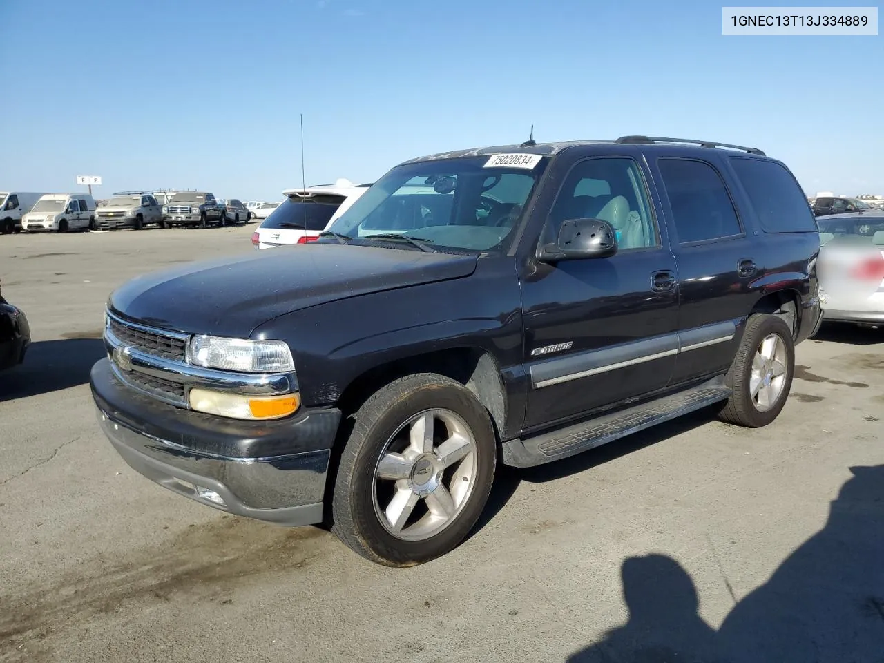 2003 Chevrolet Tahoe C1500 VIN: 1GNEC13T13J334889 Lot: 75020834