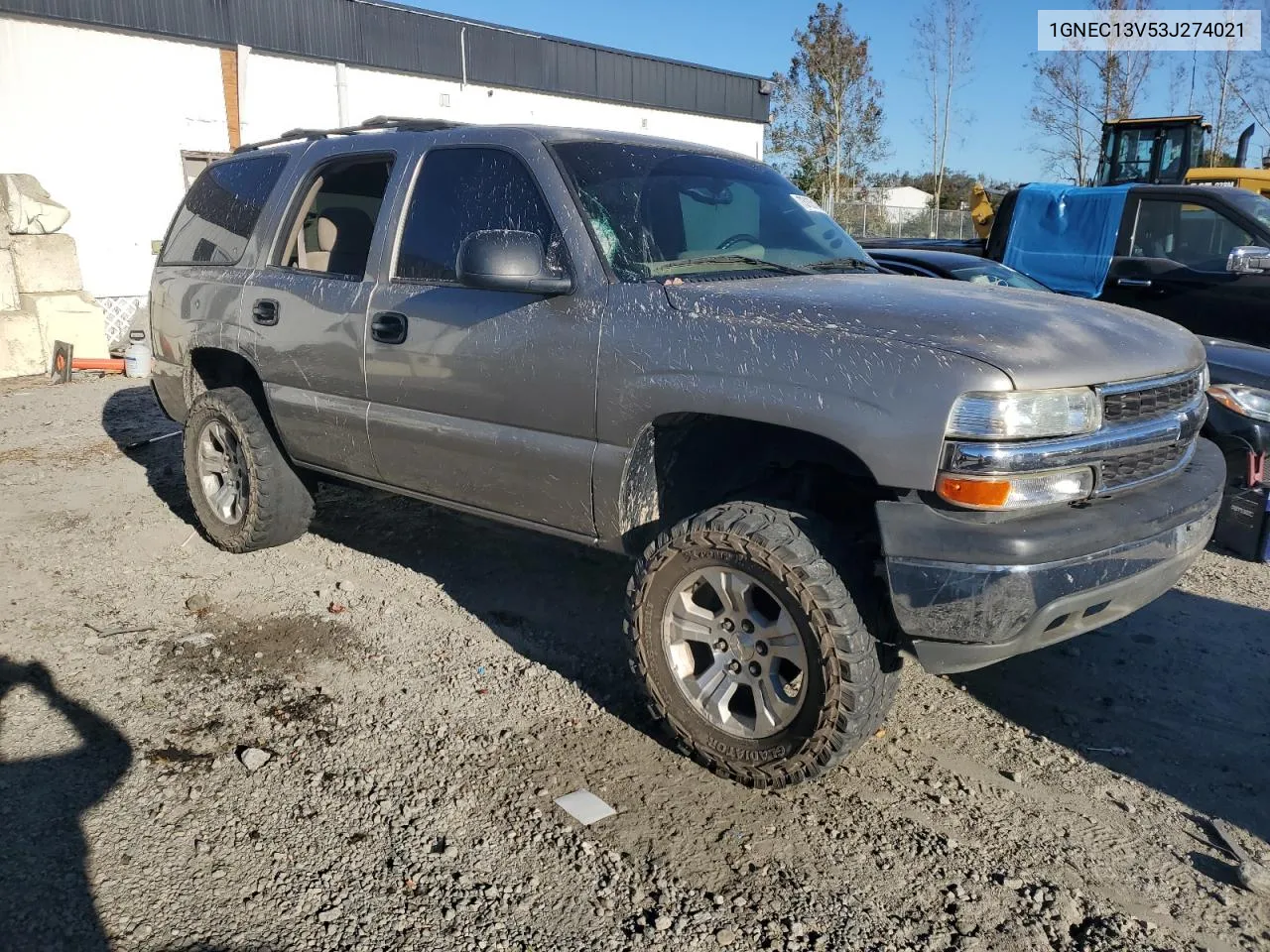 2003 Chevrolet Tahoe C1500 VIN: 1GNEC13V53J274021 Lot: 75135104