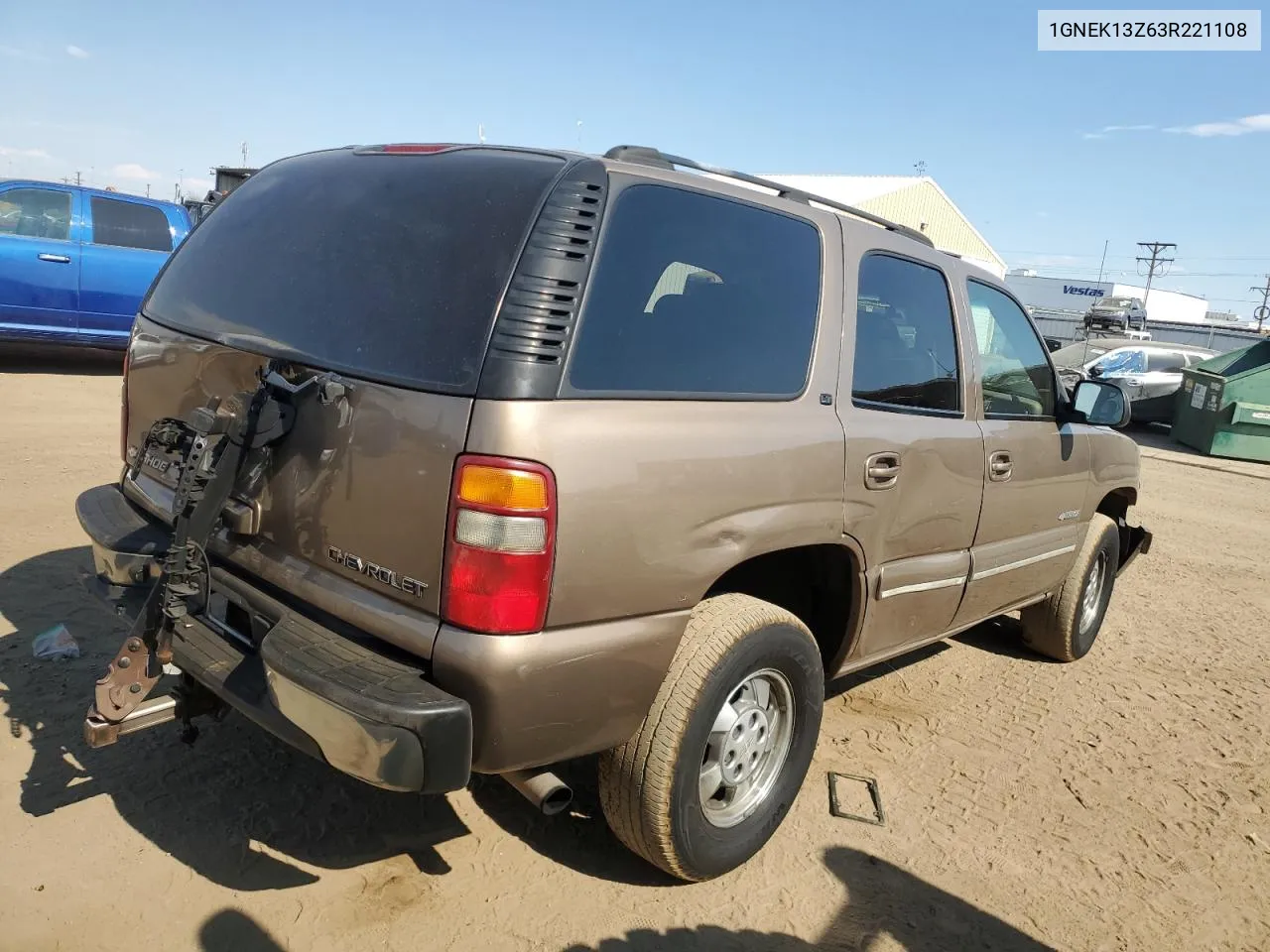 2003 Chevrolet Tahoe K1500 VIN: 1GNEK13Z63R221108 Lot: 75352404