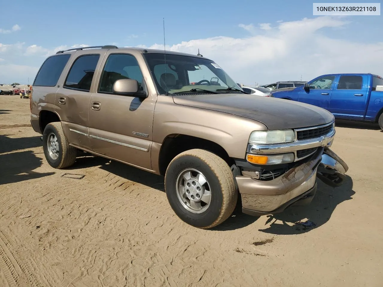 2003 Chevrolet Tahoe K1500 VIN: 1GNEK13Z63R221108 Lot: 75352404