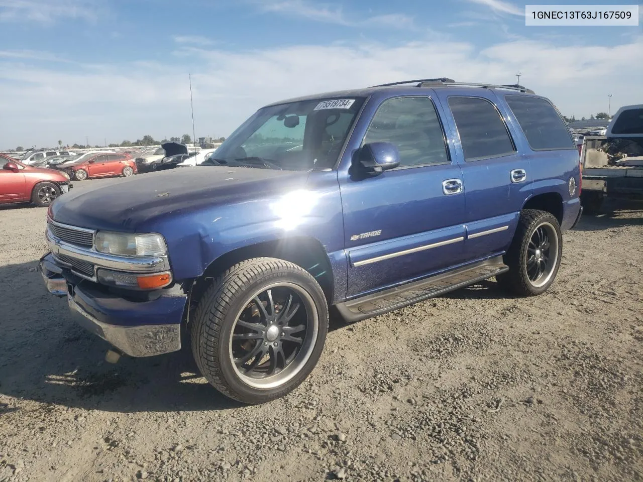 2003 Chevrolet Tahoe C1500 VIN: 1GNEC13T63J167509 Lot: 75519734