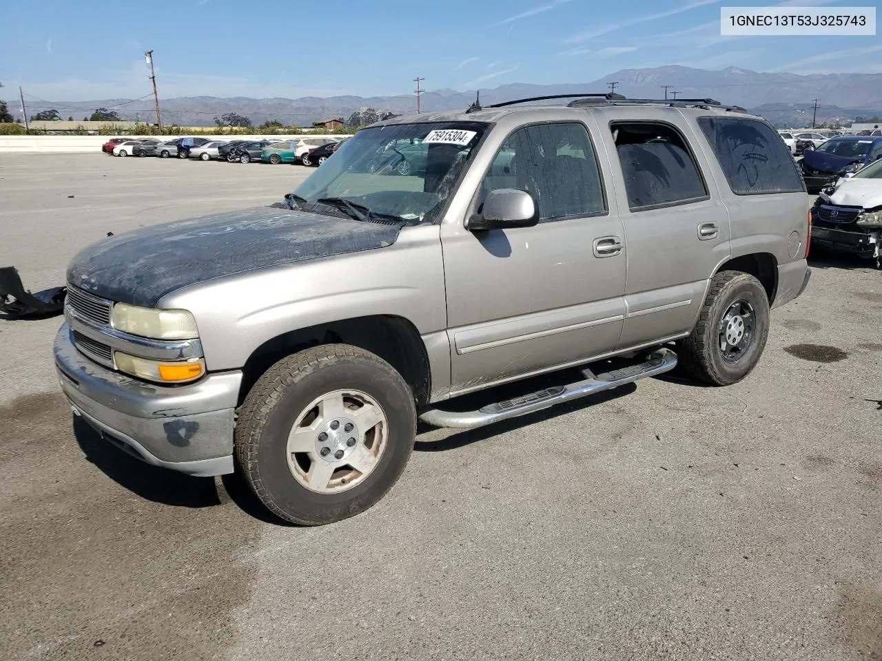 2003 Chevrolet Tahoe C1500 VIN: 1GNEC13T53J325743 Lot: 75915304