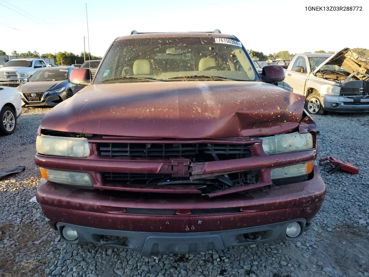 2003 Chevrolet Tahoe K1500 VIN: 1GNEK13Z03R288772 Lot: 76156304