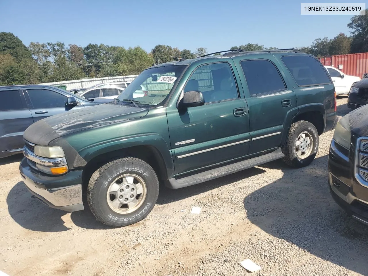 2003 Chevrolet Tahoe K1500 VIN: 1GNEK13Z33J240519 Lot: 76452364