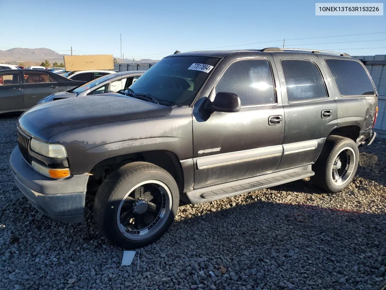 2003 Chevrolet Tahoe K1500 VIN: 1GNEK13T63R153226 Lot: 77817894