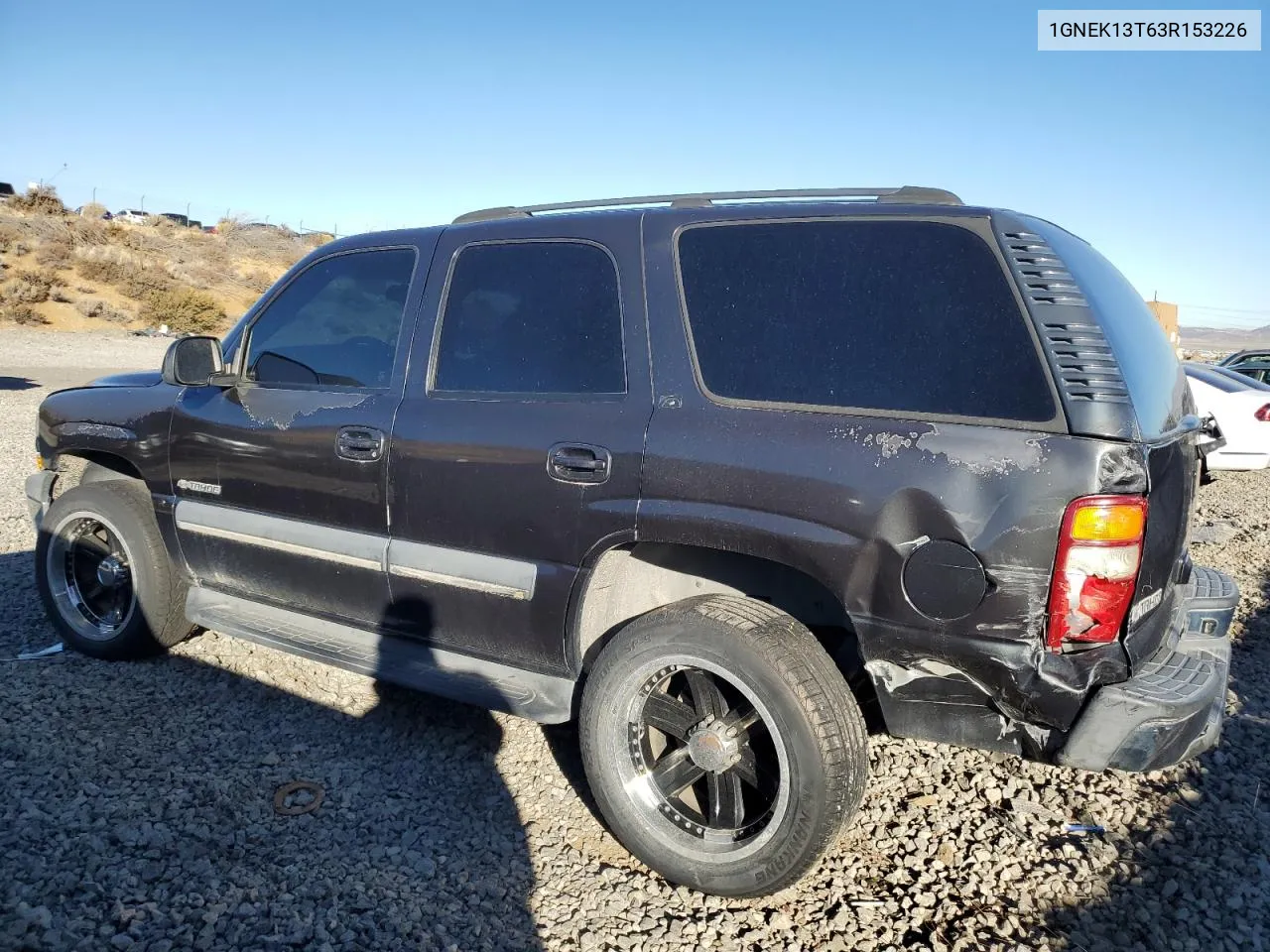 2003 Chevrolet Tahoe K1500 VIN: 1GNEK13T63R153226 Lot: 77817894