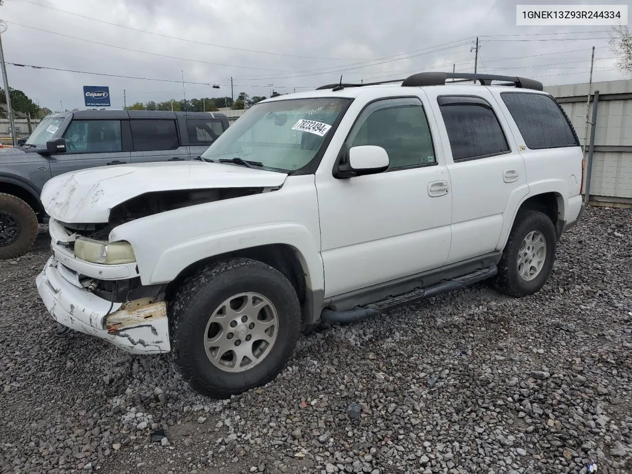 2003 Chevrolet Tahoe K1500 VIN: 1GNEK13Z93R244334 Lot: 78232494