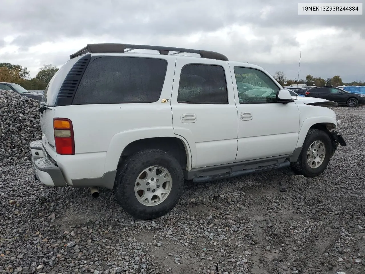 2003 Chevrolet Tahoe K1500 VIN: 1GNEK13Z93R244334 Lot: 78232494