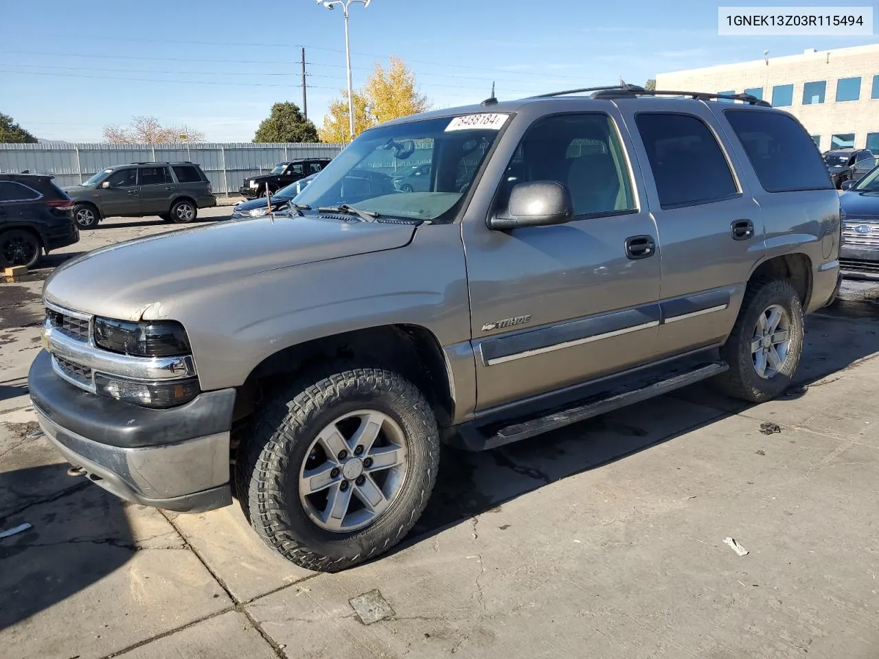 2003 Chevrolet Tahoe K1500 VIN: 1GNEK13Z03R115494 Lot: 78488184