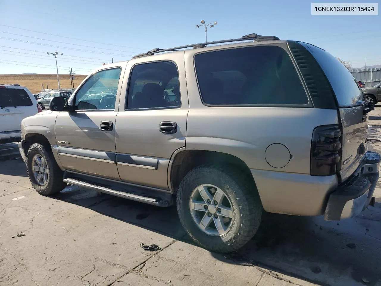 2003 Chevrolet Tahoe K1500 VIN: 1GNEK13Z03R115494 Lot: 78488184