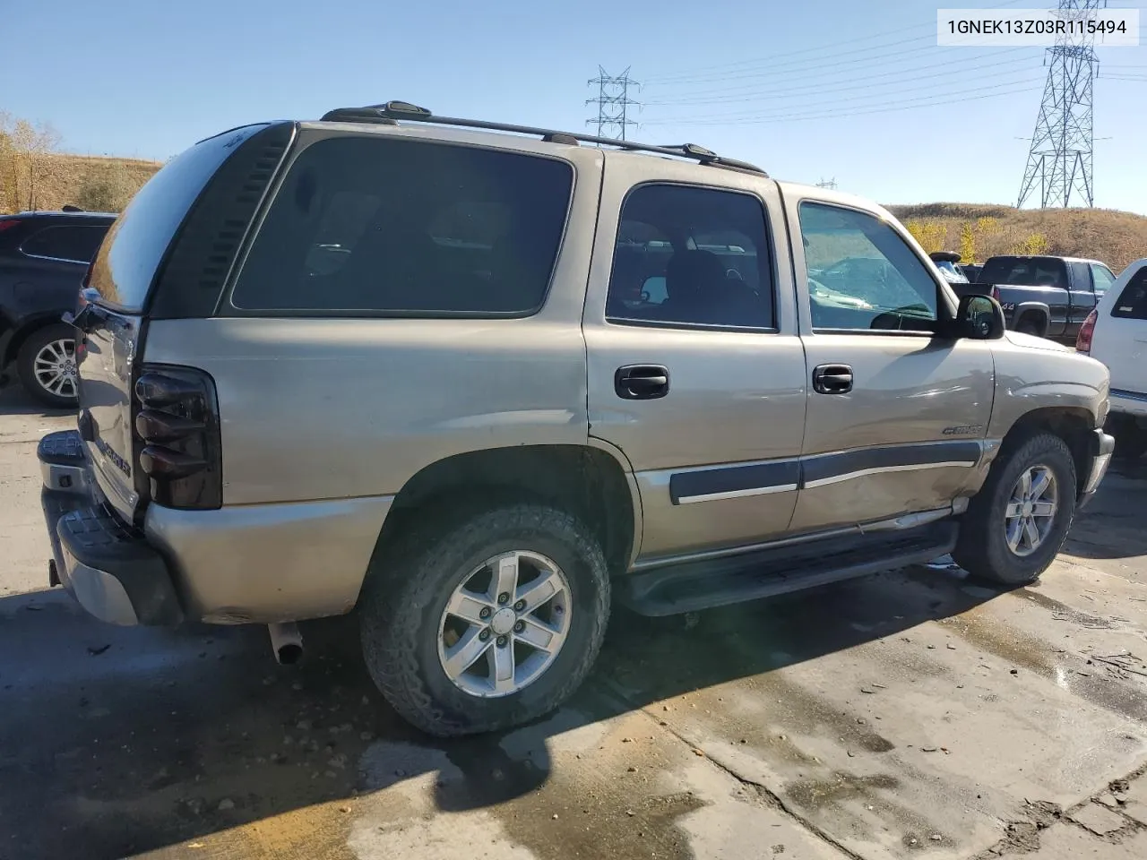 2003 Chevrolet Tahoe K1500 VIN: 1GNEK13Z03R115494 Lot: 78488184