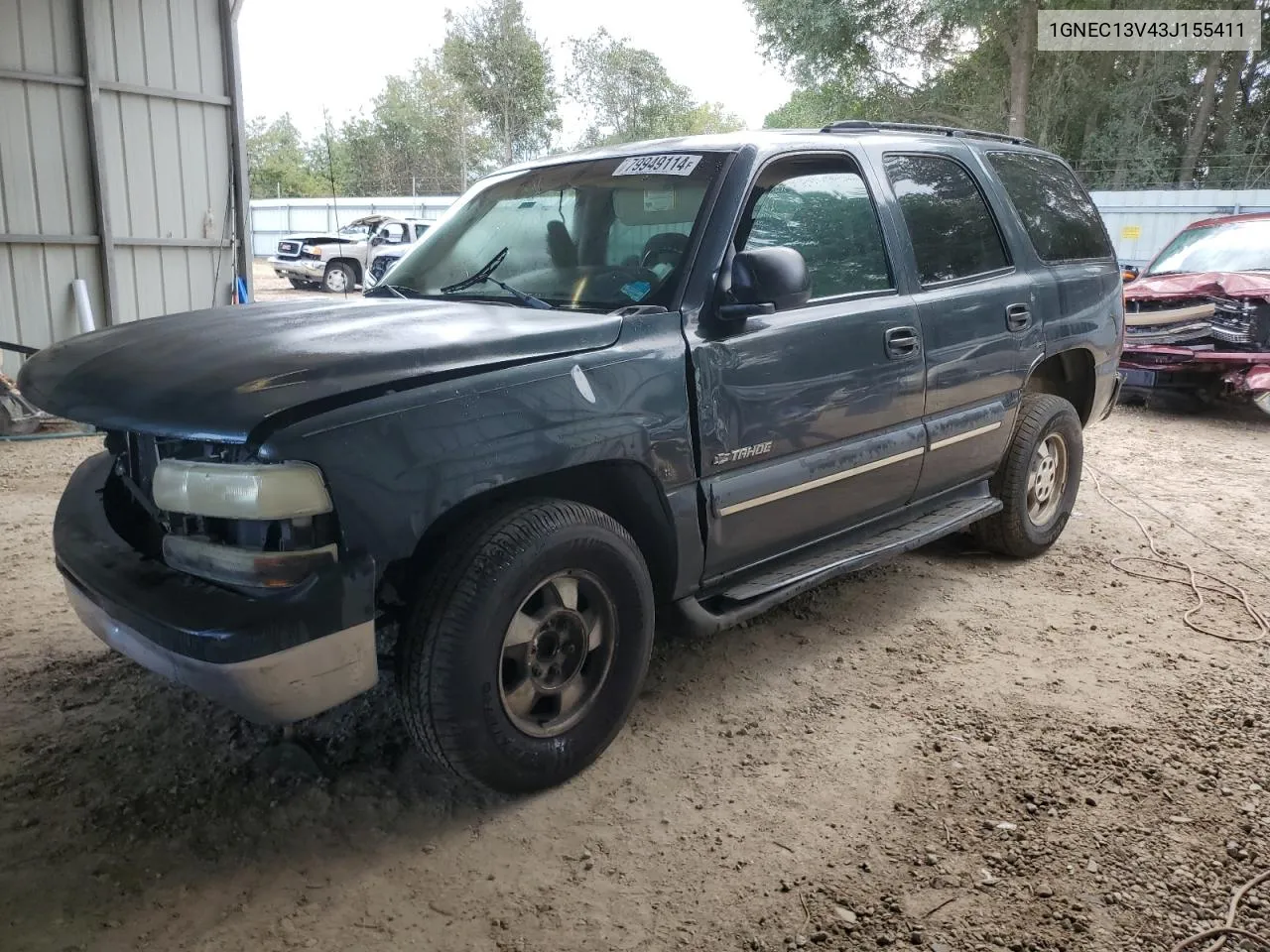 2003 Chevrolet Tahoe C1500 VIN: 1GNEC13V43J155411 Lot: 79949114