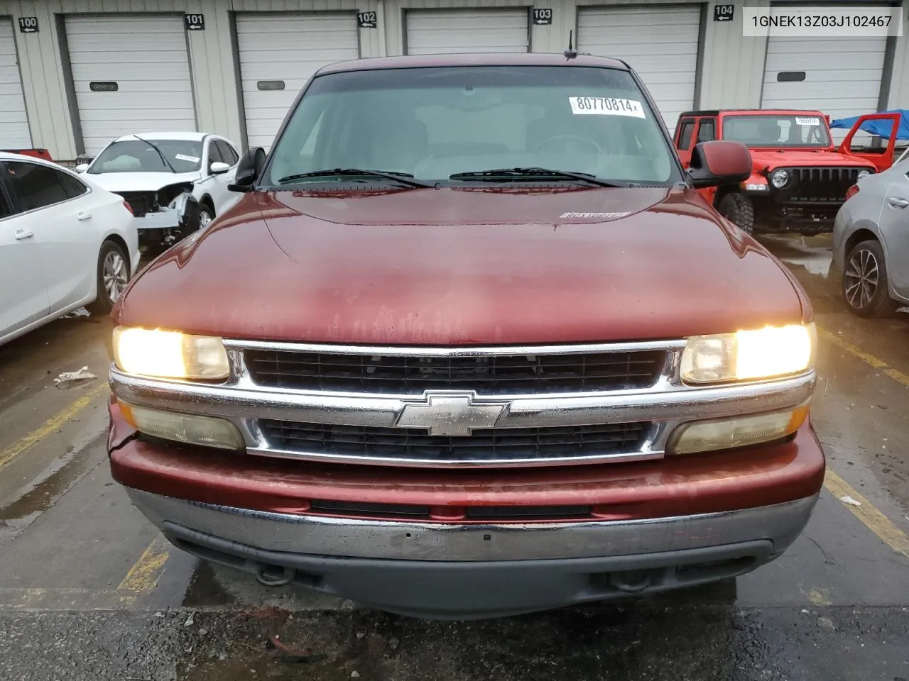 2003 Chevrolet Tahoe K1500 VIN: 1GNEK13Z03J102467 Lot: 80770814