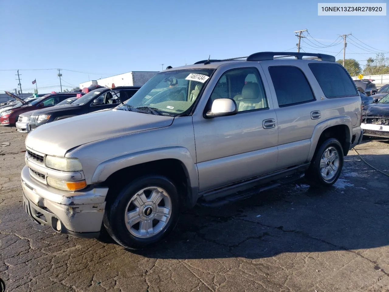 2004 Chevrolet Tahoe K1500 VIN: 1GNEK13Z34R278920 Lot: 74607434