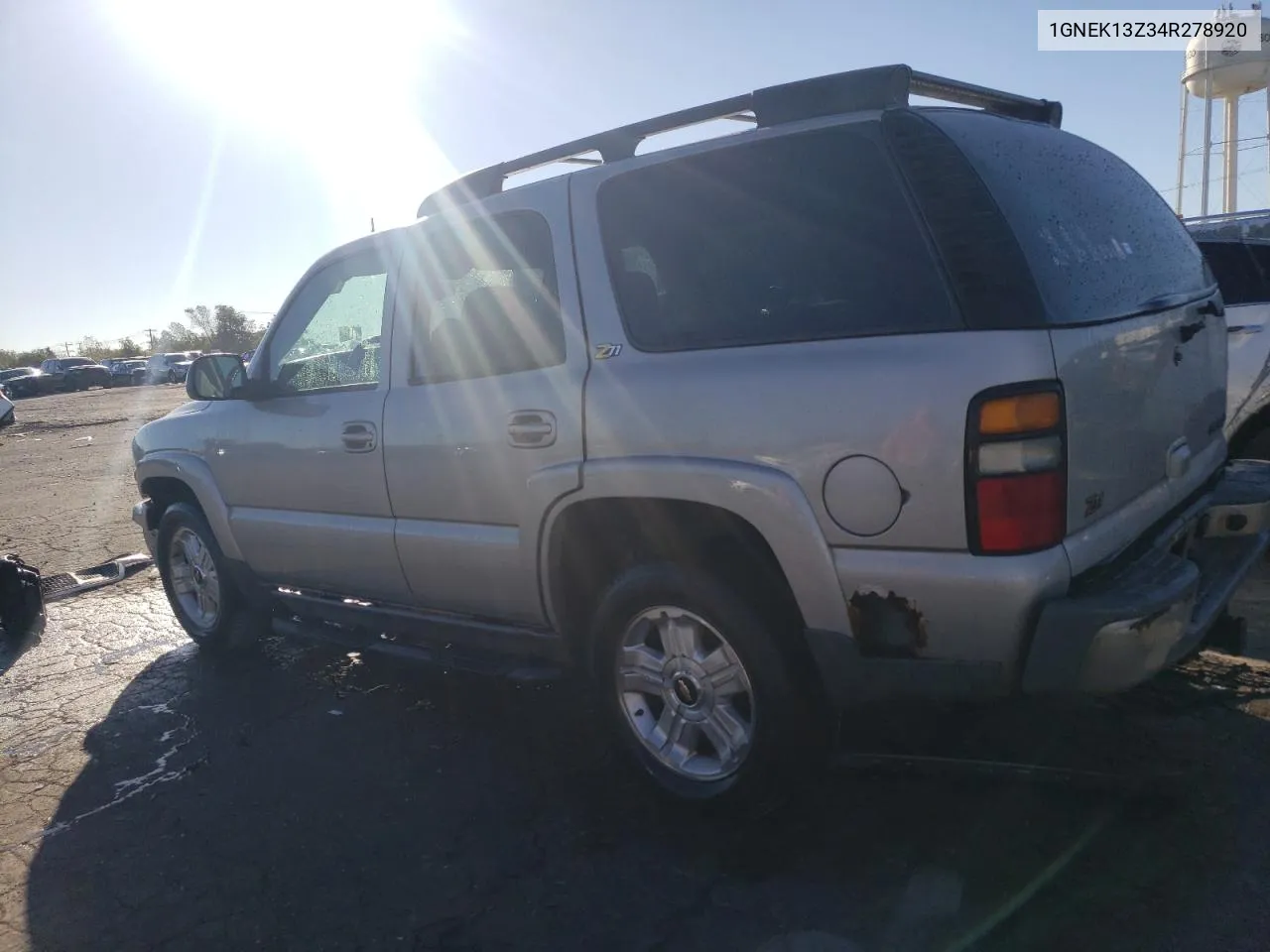 2004 Chevrolet Tahoe K1500 VIN: 1GNEK13Z34R278920 Lot: 74607434