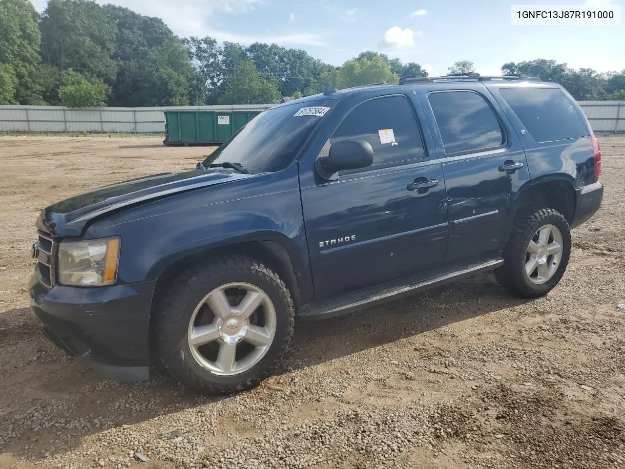 2007 Chevrolet Tahoe C1500 VIN: 1GNFC13J87R191000 Lot: 61757584