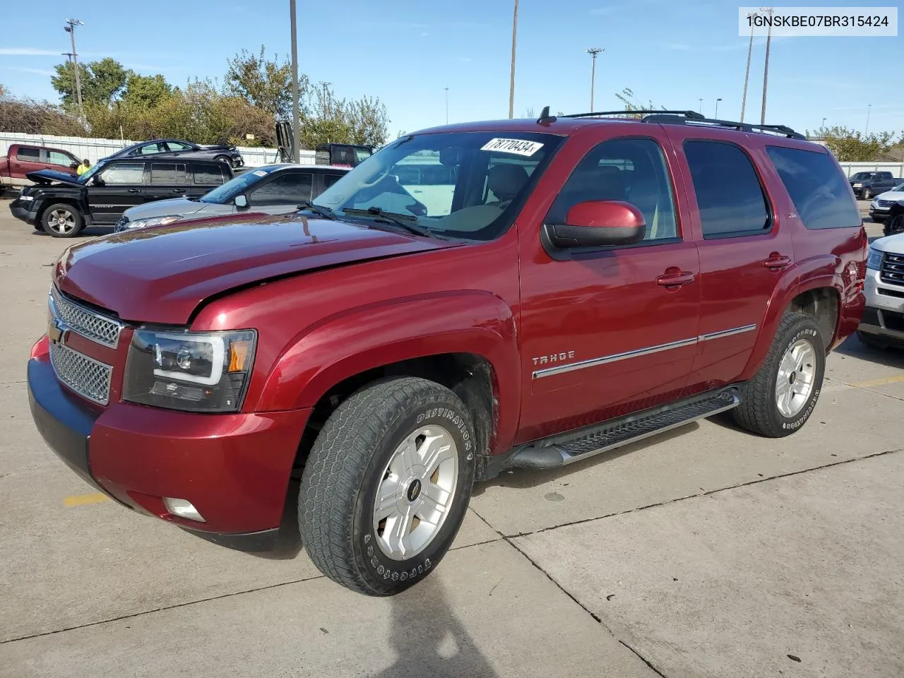 2011 Chevrolet Tahoe K1500 Lt VIN: 1GNSKBE07BR315424 Lot: 78770434