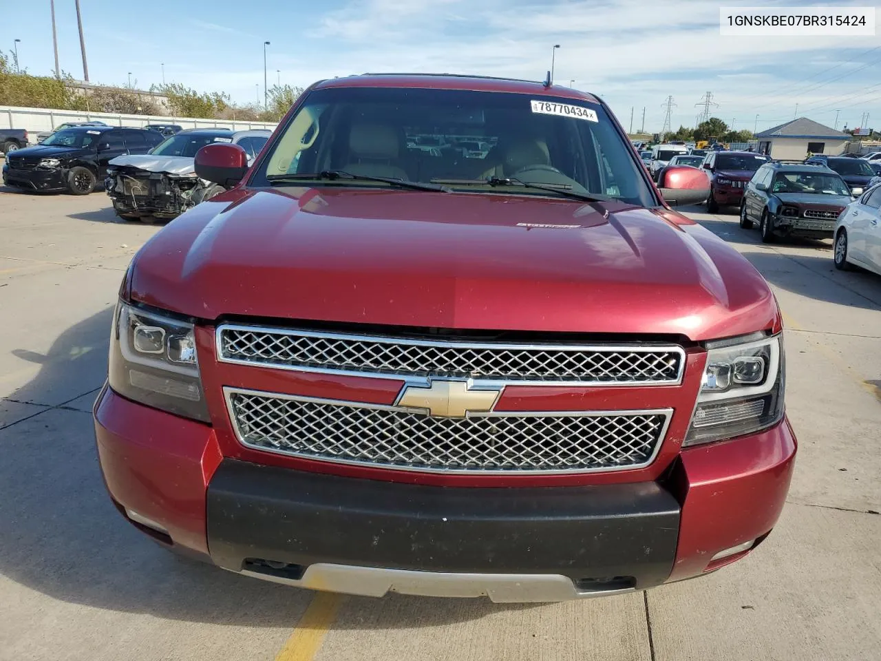 2011 Chevrolet Tahoe K1500 Lt VIN: 1GNSKBE07BR315424 Lot: 78770434