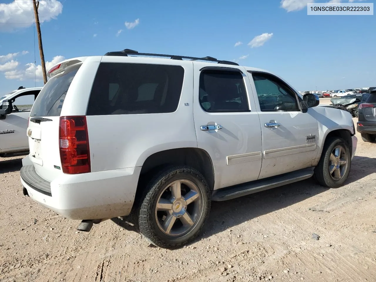 2012 Chevrolet Tahoe C1500 Lt VIN: 1GNSCBE03CR222303 Lot: 71742294