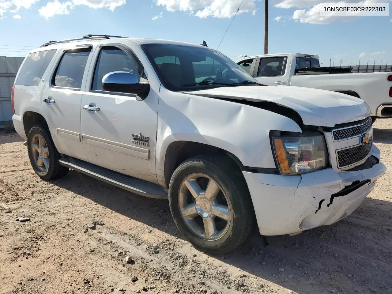 2012 Chevrolet Tahoe C1500 Lt VIN: 1GNSCBE03CR222303 Lot: 71742294