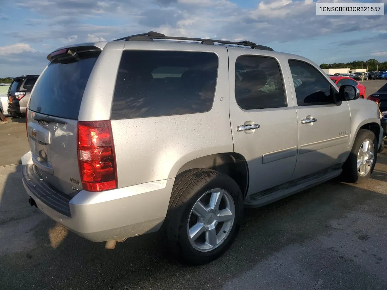 2012 Chevrolet Tahoe C1500 Lt VIN: 1GNSCBE03CR321557 Lot: 73982054