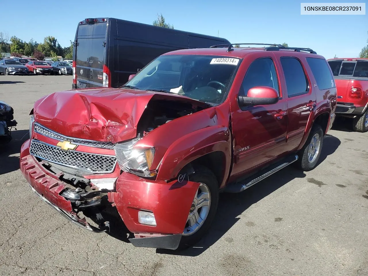 2012 Chevrolet Tahoe K1500 Lt VIN: 1GNSKBE08CR237091 Lot: 74039314