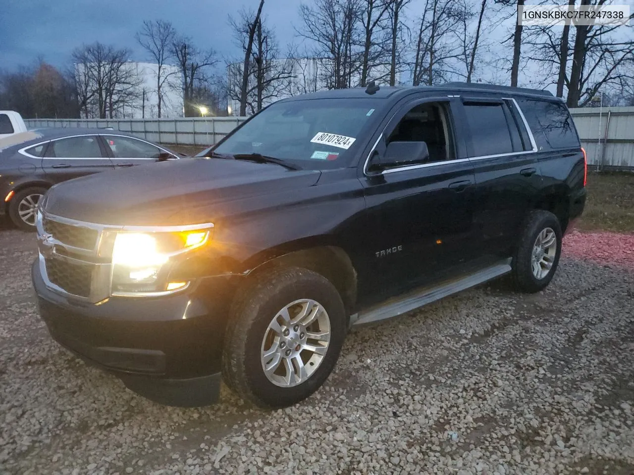 2015 Chevrolet Tahoe K1500 Lt VIN: 1GNSKBKC7FR247338 Lot: 80107924