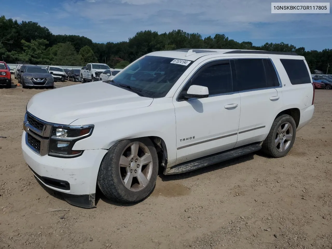 2016 Chevrolet Tahoe K1500 Lt VIN: 1GNSKBKC7GR117805 Lot: 67524194