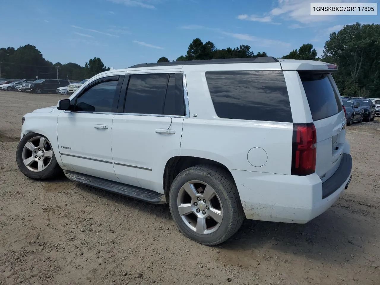 2016 Chevrolet Tahoe K1500 Lt VIN: 1GNSKBKC7GR117805 Lot: 67524194