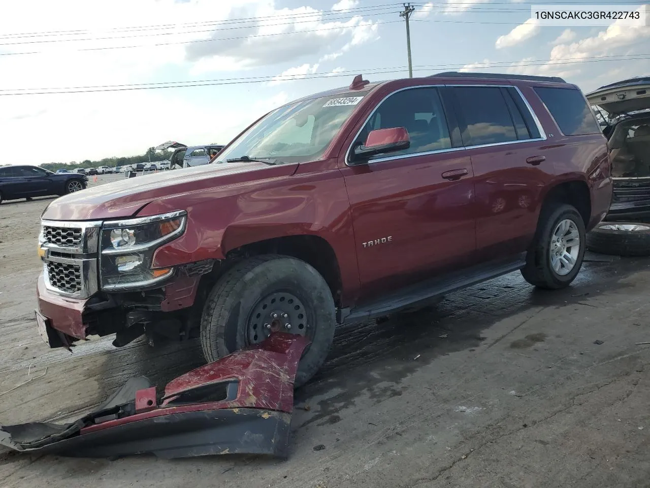 2016 Chevrolet Tahoe C1500 Ls VIN: 1GNSCAKC3GR422743 Lot: 68543294