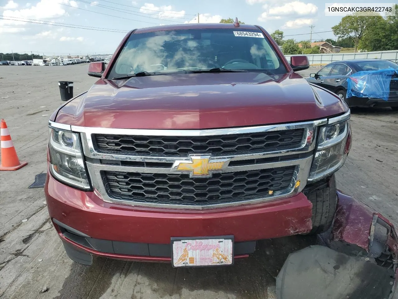 2016 Chevrolet Tahoe C1500 Ls VIN: 1GNSCAKC3GR422743 Lot: 68543294