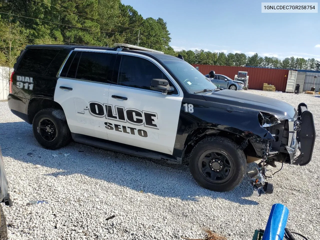 2016 Chevrolet Tahoe Police VIN: 1GNLCDEC7GR258754 Lot: 75092004