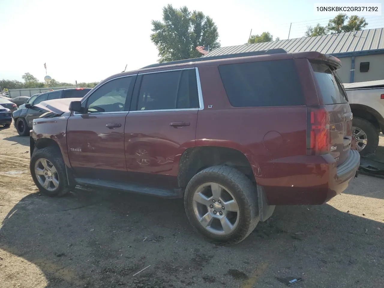 2016 Chevrolet Tahoe K1500 Lt VIN: 1GNSKBKC2GR371292 Lot: 75359954