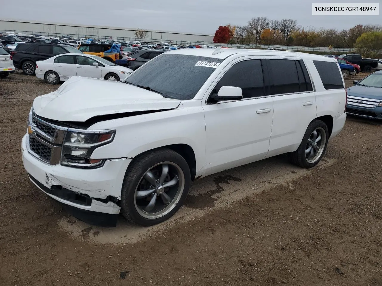 2016 Chevrolet Tahoe Police VIN: 1GNSKDEC7GR148947 Lot: 77437274