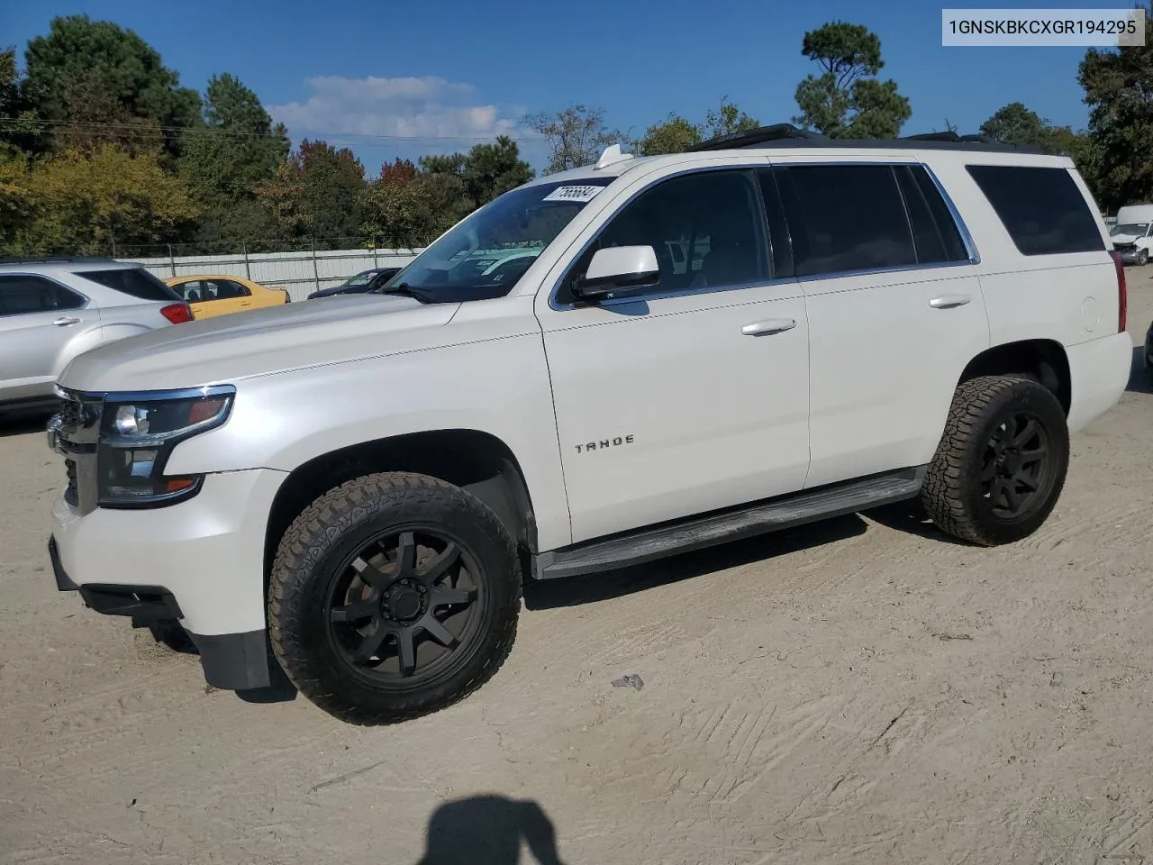 2016 Chevrolet Tahoe K1500 Lt VIN: 1GNSKBKCXGR194295 Lot: 77565684