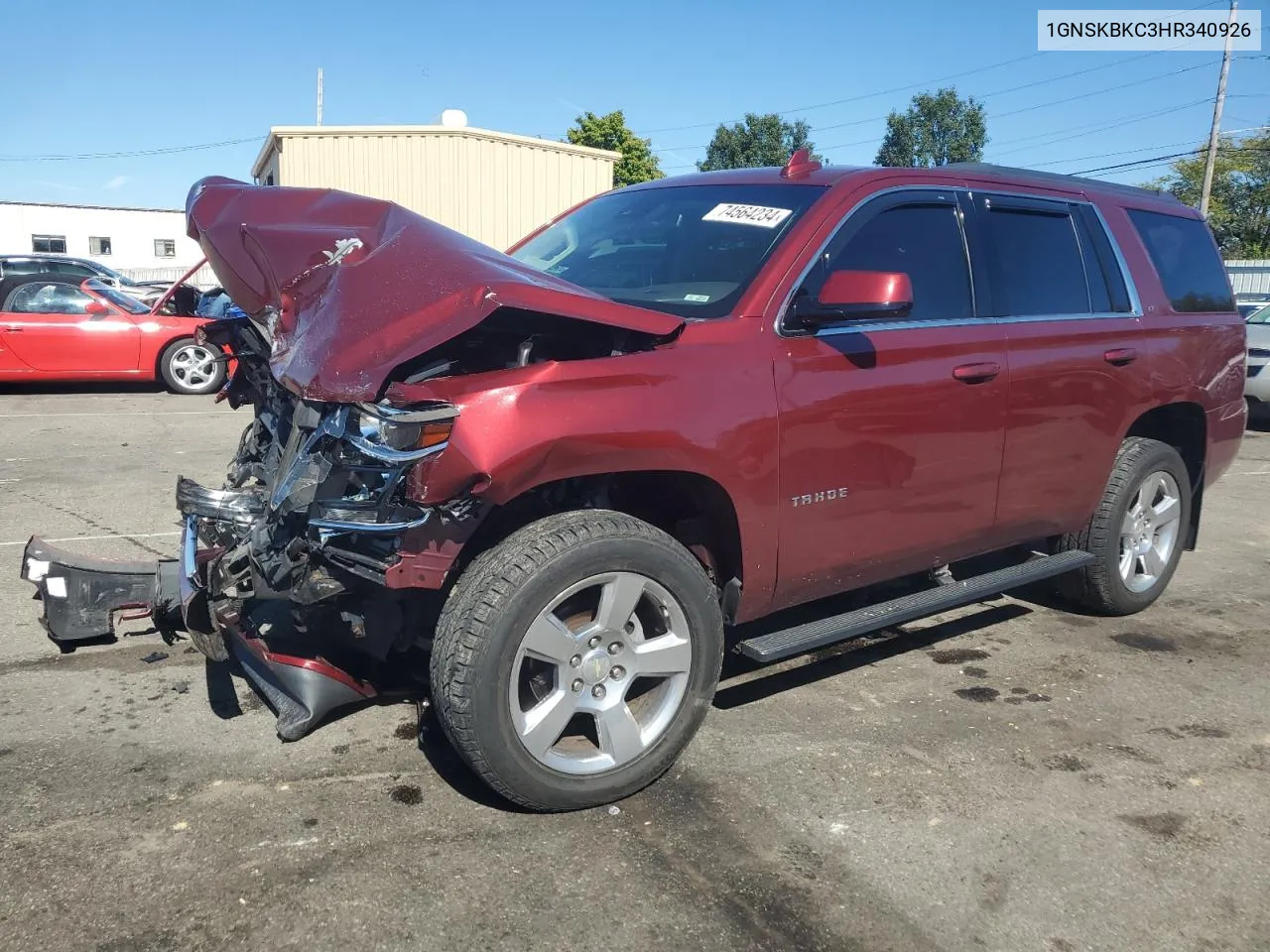 2017 Chevrolet Tahoe K1500 Lt VIN: 1GNSKBKC3HR340926 Lot: 74564234