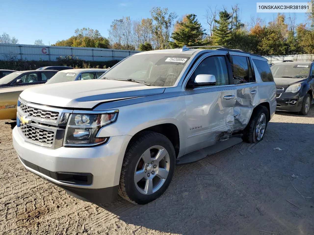 2017 Chevrolet Tahoe K1500 Ls VIN: 1GNSKAKC3HR381891 Lot: 75420884