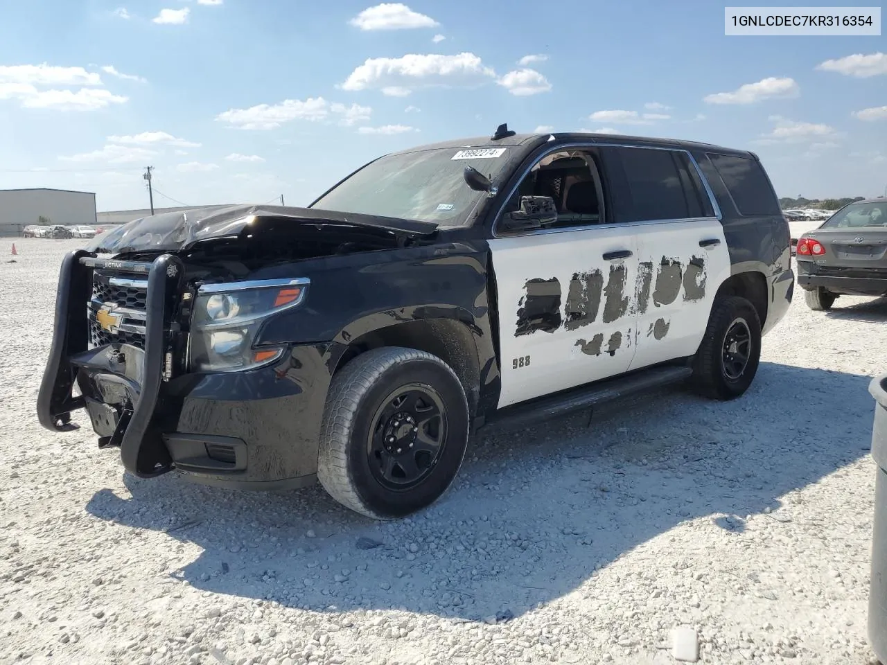 2019 Chevrolet Tahoe Police VIN: 1GNLCDEC7KR316354 Lot: 73992274